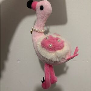Piper K Natasha Charming Pink Flamingo with Pearls Bag Charm and Keychain